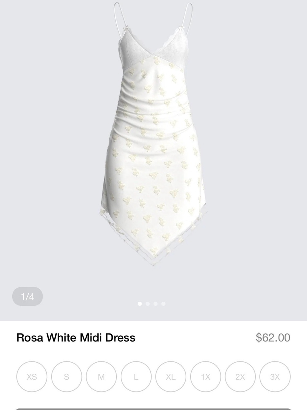 Finesse White Midi Dress with Gold Floral Print